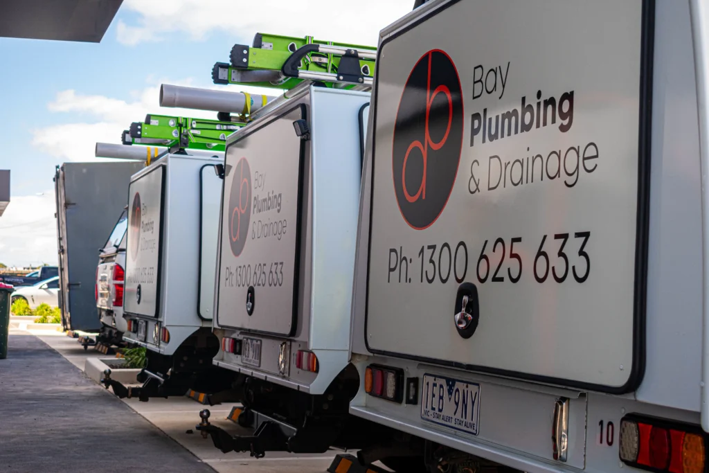 Bay Plumbing service vehicles ready for water filter installation jobs.