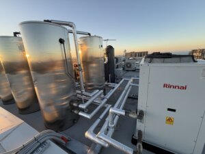 Heat Pump Hotwater installation on a Geelong CBD roof