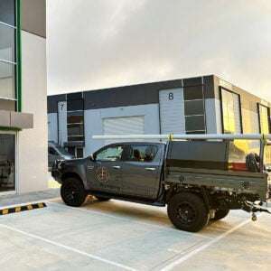 Bay Plumbing and Drainage Service Vehicle Parked at Geelong Premises, Ready for Residential Plumbing Projects.