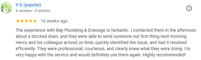 Screenshot of client feedback