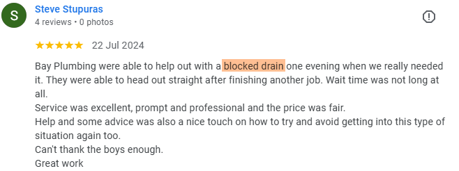 Screenshot of client feedback