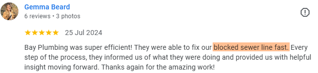 Screenshot of client feedback