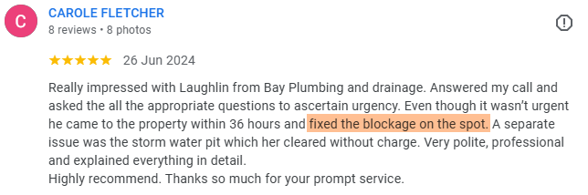 Screenshot of client feedback