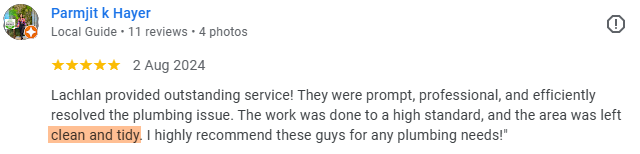 Screenshot of client feedback