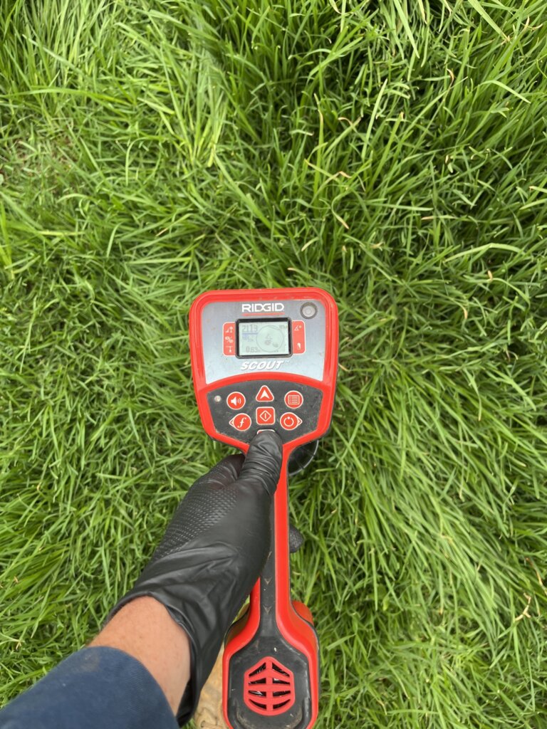 CCTV drain locator identifying underground sewer pipe position during inspection in Newtown Geelong VIC