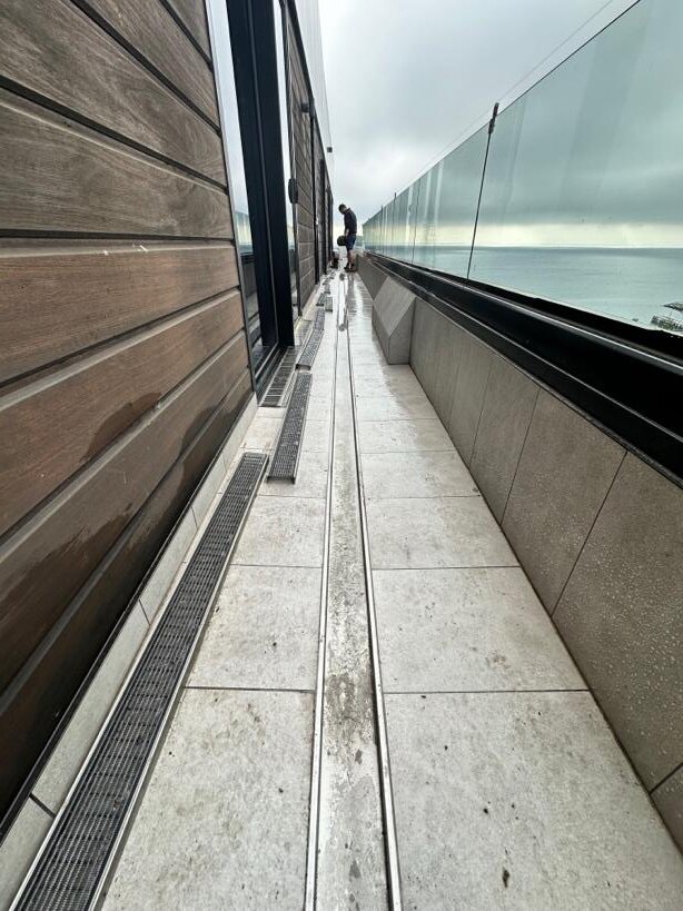 Modern building exterior with glass