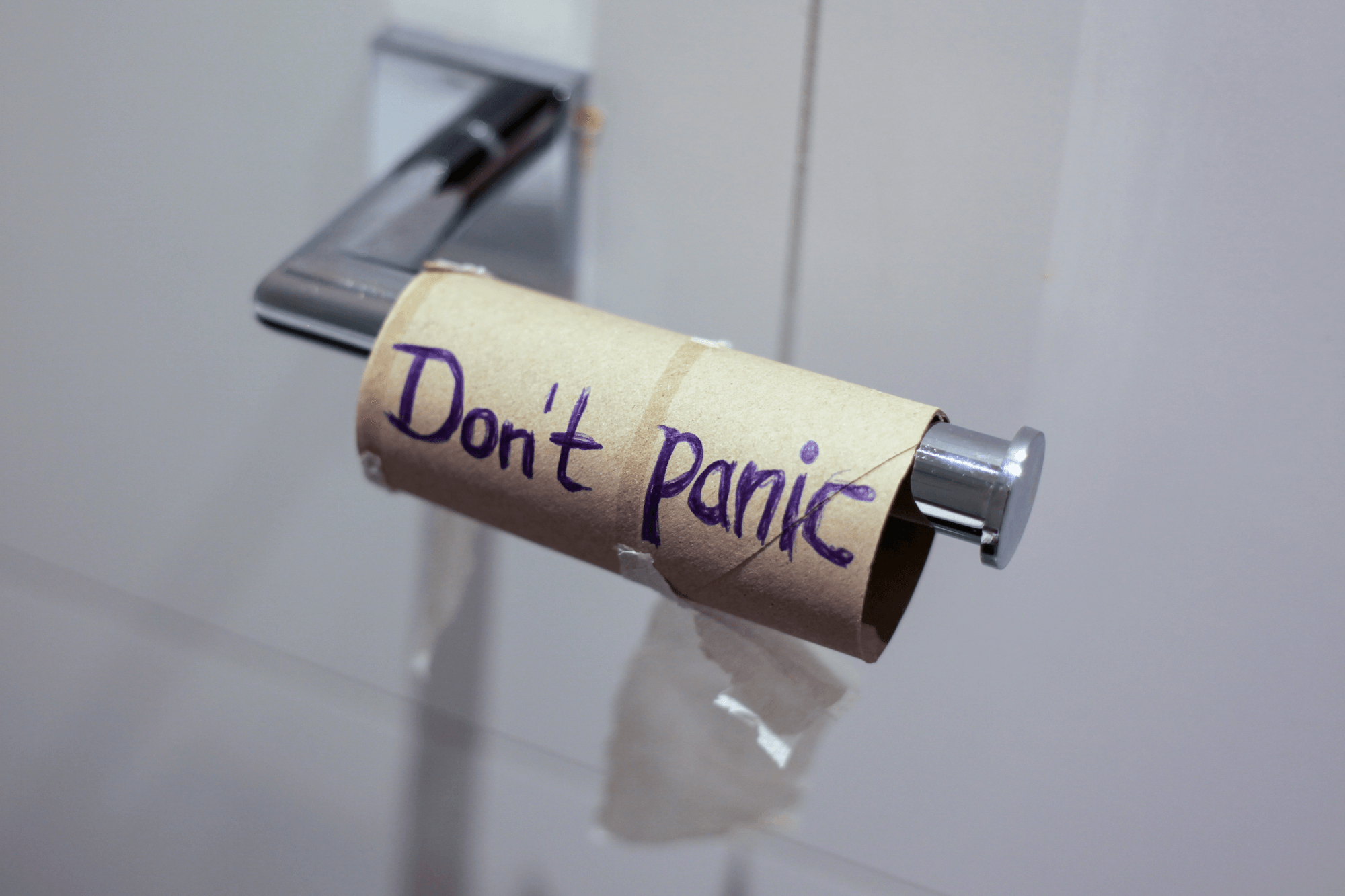 Toilet paper roll with encouragement note